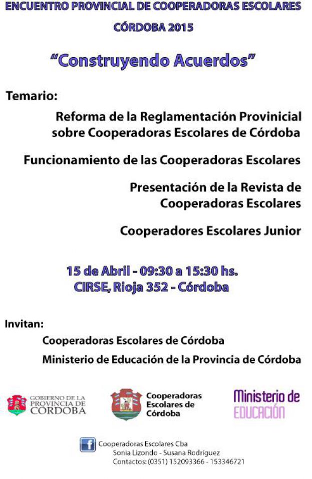 Córdoba: Encuentro Provincial de Cooperadoras Escolares 2015
